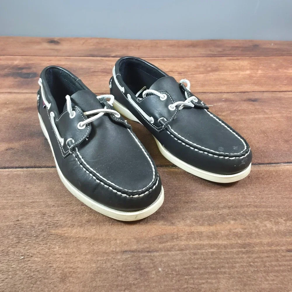 Sebago Docksides Boat Shoes Mens Size 9.5 Black Good Leather Moc Toe Loafer